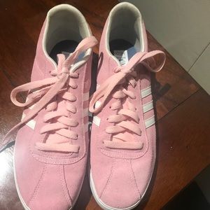 Authentic pink suede sneakers